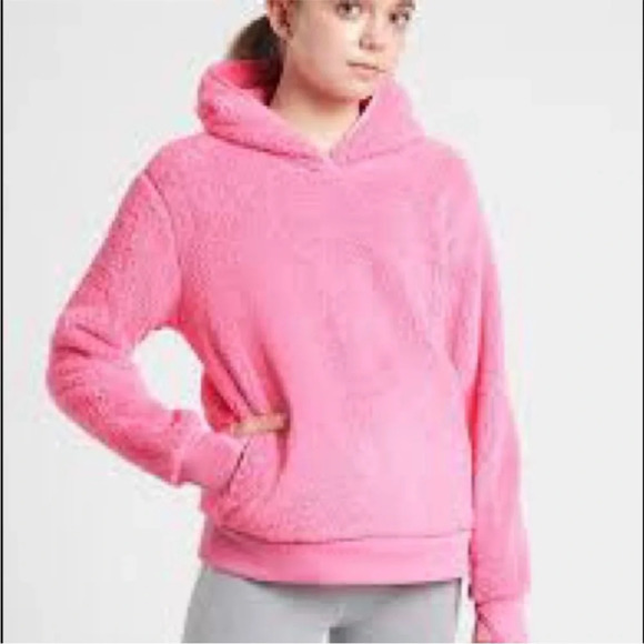 Athleta Girl So Snug Pink Sherpa Hoodie Size XL - Picture 1 of 7